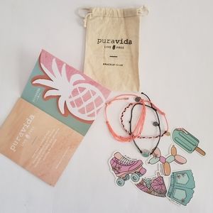 Pura Vida Bracelet Set with stickers and drawstring bag